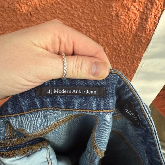 Talbots Pants Womens 4 Straight Modern Ankle Jean Green Velvet Trim *Altered* - Picture 7 of 7